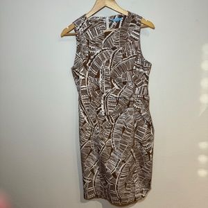 J. McLaughlin Dress Women's Size 10 Brown Tropical Tribal Resort Preppy Beach